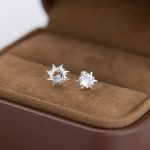 color: Asymmetric small sun stud earrings-silver / Style: 99 Silver