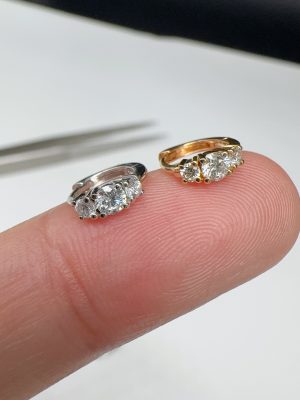 S925 Sterling Silver Plated 18K Gold Zircon Mini Simple Earrings Ear Ring Ear Buckle Ear Bone Foundation Overlapped HME