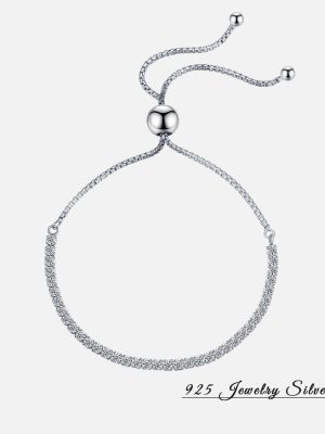 S925 sterling silver sparkling row drill chain tennis bracelet ins style new design adjustable bracelet wholesale