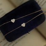 925 Silver Plated 14K Gold Zircon Heart Extremely Fine Adjustable Bracelet Light Luxury Design All-Match