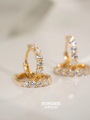 S925 Sterling Silver Plated 18K Gold Rai Diamond Earrings Earrings Women's High-end Light Luxury Fashion All-match Earrings Earrings