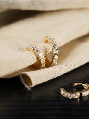 S925 Silver Plated 18K Gold Mini Small Earrings Comfortable Low-key Zircon Ear Buckle Earrings Stacked Light Luxury HME