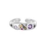 color: Silver irregular colored zirconium ring / size: Opening adjustable