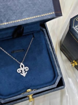 S925 Sterling Silver Plated 18K Gold Full Diamond Iris Necklace Women's Light Luxury Elegant High-end Fashion All-match Clavicle Chain