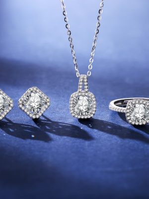 Fat Donglai with s925 sterling silver small sugar jewelry live zircon moissanite earring ring