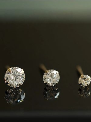 S925 Sterling Silver Plated 18K Gold Classic Single Diamond Four-Claw Earrings Women's Simple Mini Fashion All-Match Ear Holes Earrings
