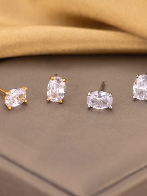 S925 Sterling Silver Flash Pigeon Egg Oval Single Diamond Four-claw Earrings for Women Classic Simple Advanced Elegant All-match Earrings