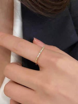 Design Ring Women S925 Sterling Silver Gold Plated Micro Set Elegant Index Finger Ring Fashion Personality Ring Ouni Na
