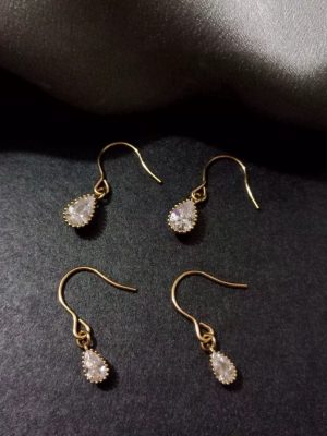S925 Sterling Silver Plated 14K Gold Drop Diamond Pendant Earrings Design Fashion Earrings Female Ouni Na