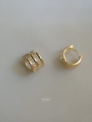 S925 Sterling Silver Gold Plated Ear Buckle Women's Sparkling Double Rank Diamond Simple Ins Stylish Fashionable Earrings High HME Earrings