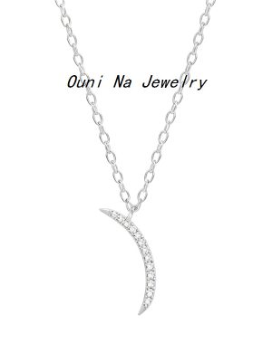 Exquisite Moon Necklace Women's Light Luxury Sterling Silver Plated Gold-plated Summer Elegant Pendant Diamond-inlaid Clavicle Chain Women's Diamond-inlaid Ouni Na
