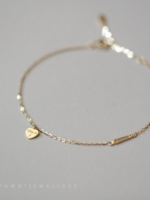 S925 Sterling Silver Gold-plated Bracelet Women's Temperament All-match Simple English Love Pin Very Fine Hand Jewelry HME