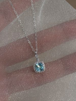 "" thin colored! S925 Sterling Silver Mint Mambo Pendant Necklace Clavicle Chain Women Light Luxury HME