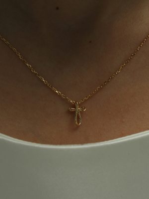 Soft ~ S925 Silver Plated 14K Gold Cross Minimalist Sterling Silver Small Pendant Necklace Clavicle Chain Female Meticulous HME