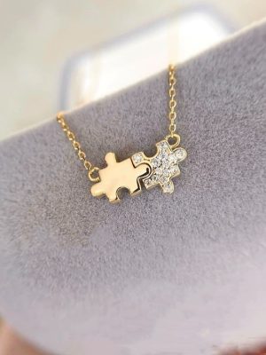 S925 sterling silver plated 14K gold commuting all-match puzzle necklace women's design diamond pendant clavicle chain Ouni Na