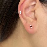 Body 925 Sterling Silver Plated 18K Gold Pigeon Blood Red Treasure Point Drill Earrings Daily Simple All-match Commuter Earrings