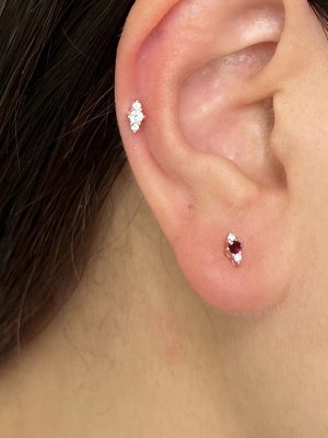 Body 925 Sterling Silver Plated 18K Gold Pigeon Blood Red Treasure Point Drill Earrings Daily Simple All-match Commuter Earrings