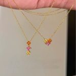 One Two-Wearing S925 Sterling Silver Gold Plated Paraiba Love Necklace Women's Four-leaf Clover Blue Floral Clavicle Chain