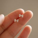 Japanese and Korean S925 Sterling Silver Plated 14K Gold Bow Zircon Earrings Women's Summer New Design Earrings Ouni Na