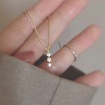 S925 Sterling Silver Plated 14K Gold Simple Diamond Necklace Women's Japanese Style Light Luxury All-match Exquisite Collarbone Chain Ouni Na