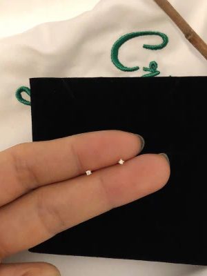 S925 Sterling Silver Plated 14K Gold Super Mini Earrings Women's Simple Elegant All-match Small Ear Pole Earrings Ouni Na