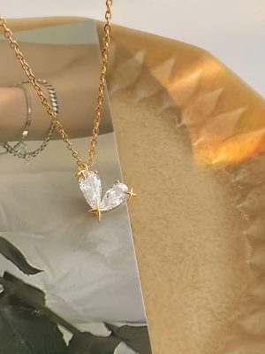 S925 sterling silver plated 14K gold love necklace women's diamond design high fashion all-match clavicle chain