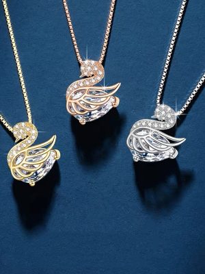 TikTok Little Swan S925 Sterling Silver Necklace Women's Light Luxury High-end Elegant Clavicle Chain Jewelry New All-match Popular