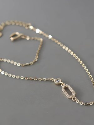 S925 Sterling Silver Plated 18K Gold Full Diamond Oval Single Diamond Bracelet Women's Design Classic Elegant Retro Bracelet Ceremony