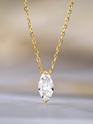S925 Sterling Silver Horse Eye Water Drop Zircon Necklace Women Simple Advanced Minimalist Joker Chain Wholesale