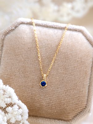 S925 Simple Sapphire Necklace Women's Light Luxury Simple Style Clavicle Chain Small Exquisite Commuting Joker Neckchain Wholesale