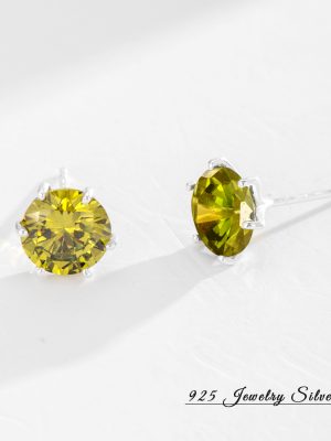 925 Sterling Silver Twelve-Star Stone Simple Earrings Round Six-Claw Zircon Classic Super Flash Single Drill Ear Stud