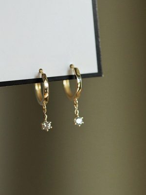 S925 Sterling Silver Plated 14K Gold Classic Single Diamond Earrings Women's Small All-Match Elegant Earrings Design Earrings