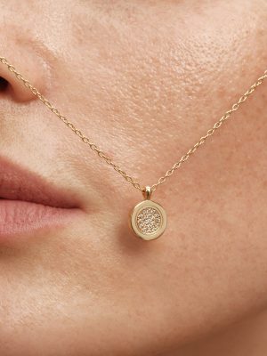 Xiao Mei Man ~ S925 Sterling Silver Plated 18K Gold Circle Brand Zircon Pendant Necklace Clavicle Chain Girls Commuter Light Luxury HME