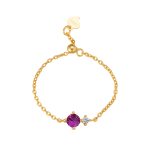 color: June [3# red corundum]] / size: white gold