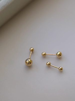 S925 Sterling Silver Plated 18K Gold Jennie Same Gold Doudou Stacked Bi Screw Ear Nail Ear Nail Free HME
