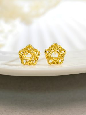 S925 Sterling Silver Hollow Winding Love Five-pointed Star Earrings Simple Sweet Winding High-grade Earrings for Women