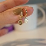 Live Supply Small Round Brand Letter S925 Sterling Silver Plated 14K Gold Ear Buckle Women's Simple Lucky goodluck Earrings Ouni Na