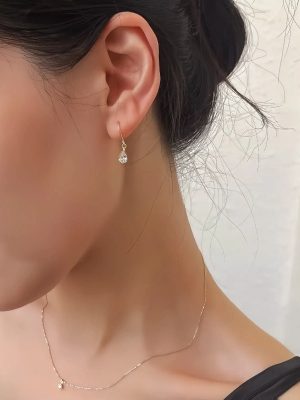 Classic ~ S925 Sterling Silver Plated 18K Gold French Drop Zircon Tassel Ear Hook Earrings Light Luxury Elegant Women's Long