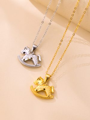 [Money Now] New S925 Silver Ice Crushed Trojan Necklace Women's Design Light Luxury Retro Clavicle Chain