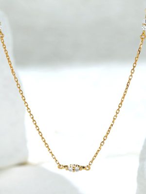 S925 Sterling Silver Plated 18K Gold Zircon Mini Clavicle Chain Minimalist Cold Wind Necklace Exquisite High HME