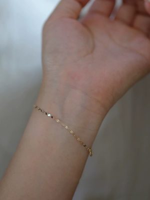 Sparkling Japanese Design S925 Sterling Silver Plated 14K Gold Exquisite Minimalist Sequins Kiss Lip Bracelet Ouni Na