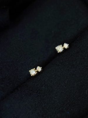 Spice Girls 925 Sterling Silver Plated 18K Gold Square Diamond Zircon Mini Ear Nail Ear Bone Nail Design Stacked Wear Neutral Minimalist