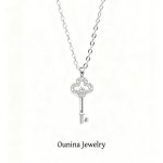 S925 Sterling Silver Gold Plated Key Necklace Women Light Luxury Design High-grade Diamond Clavicle Chain Autumn and Winter Sweater Chain Ouni Na