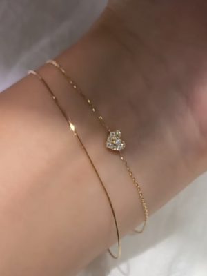 S925 Sterling Silver Plated 14K Gold Love Zircon Fine Bracelet Women's Ins Light Luxury High-grade All-match Overlapping Jewelry Ouni Na