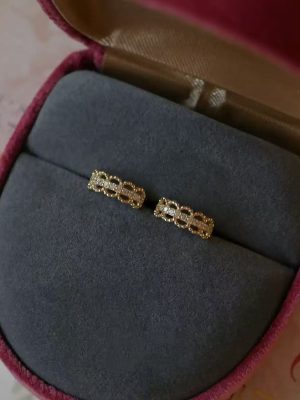 Pure Lace Lace Earrings Women's 925 Silver Plated 18K Gold Sweet Girl's Ear Buckle Simple Chic All-Match Earrings