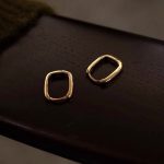 All-body 925 Sterling Silver Plated 18K Gold Geometric Square Ear Buckle Earrings Women's Minimalist Light Luxury Fashion All-match High-end Ears