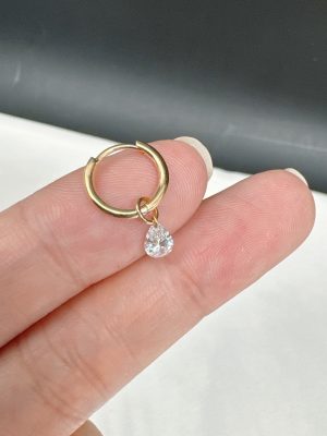 A drop of tears ~ S925 sterling silver plated 18K gold zircon ear buckle small ear captive ear hole Joker earrings jennie HME