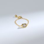 color: 14K Gold-White Zirconium / size: Push-pull adjustable