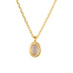 color: Gold White Crystal Necklace