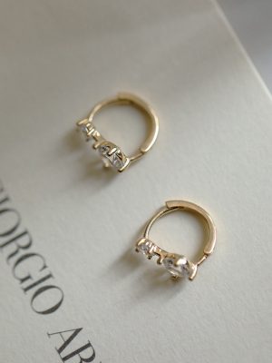 925 Sterling Silver Plated 18K Gold Large and Small Double Diamond Ear Buckle Ring for Women White Zircon Gothic Ear Buckle High-grade Earrings